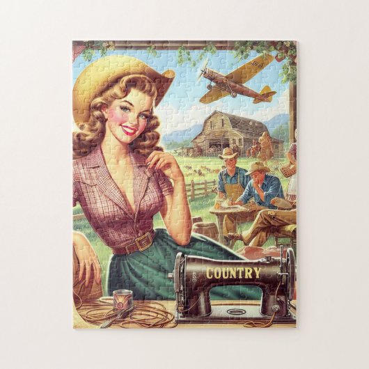 Vintage Girl-Illustration Puzzle (Vertikal)
