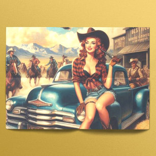 Vintage Girl-Illustration Seidenpapier