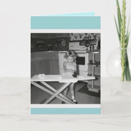 Vintage Girl Ironing Card der 50er Jahre Karte