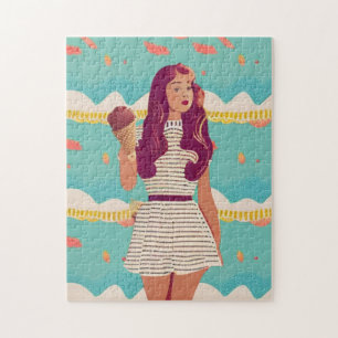 Vintage Girl Kunst Kollektion Puzzle