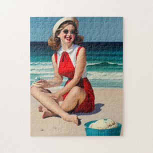 Vintage Girl Kunst Kollektion Puzzle