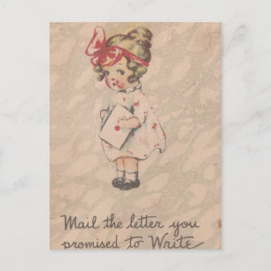 Vintage Girl Mailt den Brief, den du versprochen h Postkarte