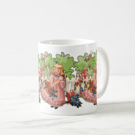 Vintage Girl mit Blumengarten Charme Kaffeetasse