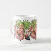 Vintage Girl mit Blumengarten Charme Kaffeetasse (Vorderseite Links)