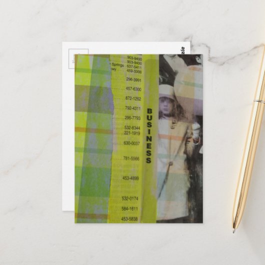 Vintage Girl With Balloons Collage Postkarte (Vorderseite/Rückseite Beispiel)