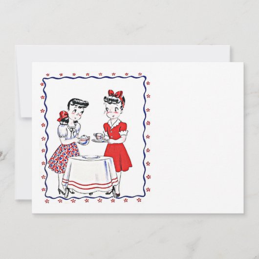 Vintage Girlfreunde BESTE FREUNDIN Tee Party Blank Einladung (Vorderseite)