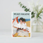 Vintage Girls am Strand Postkarte (Stehend Vorderseite)