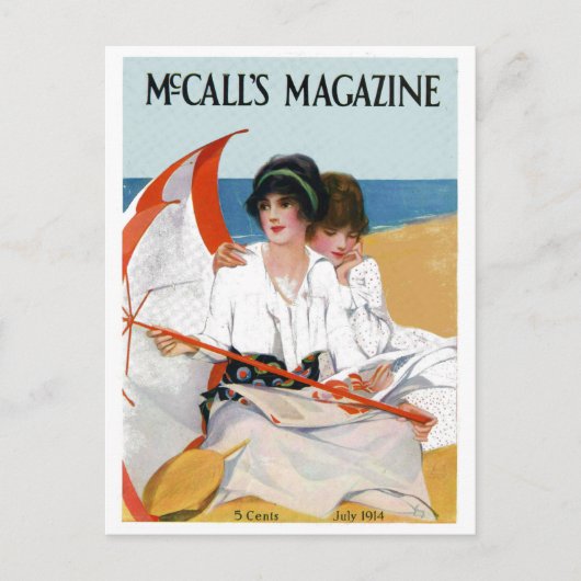 Vintage Girls am Strand Postkarte (Vorderseite)