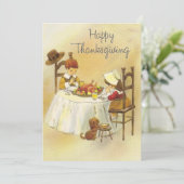 Vintage Girls Fest Erntedank Ferienkarte Feiertagskarte (Stehend Vorderseite)