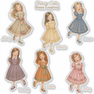 Vintage Girls: Happy Laughing Kollektion Aufkleber