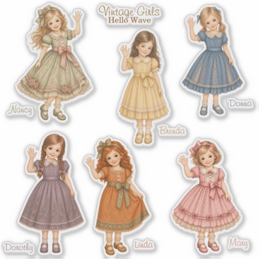 Vintage Girls: Hello Wave Collection Aufkleber (Vorderseite)