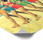 Vintage Girls laufen den Strand hinunter Poster (Ecke)