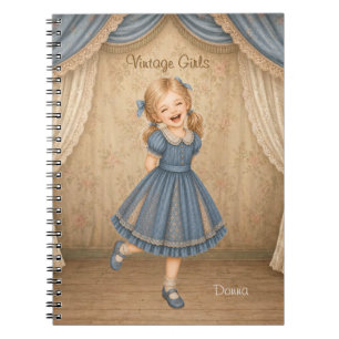 Vintage Girls Notizbuch mit Donna Glücklich Lache Notizblock