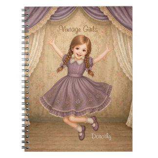 Vintage Girls Notizbuch mit Dorothy - Aufgeregter Notizblock