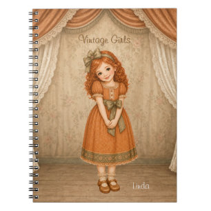 Vintage Girls Notizbuch mit Linda - Süß und schüch Notizblock