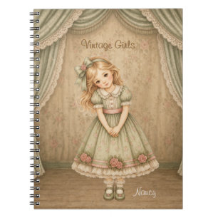 Vintage Girls Notizbuch mit Nancy - Süß und schüch Notizblock