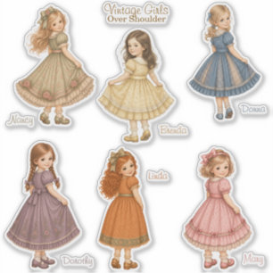 Vintage Girls: Over Shoulder Collection Aufkleber
