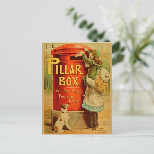 Vintage Girls - rote Säule Postkarte (Stehend Vorderseite)