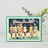 Vintage Girl's Weekend Beach Party Einladung (Stehend Vorderseite)