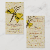 Vintage girly Haar-Stylistgelb-Bogenscheren Visitenkarte (Vorne/Hinten)