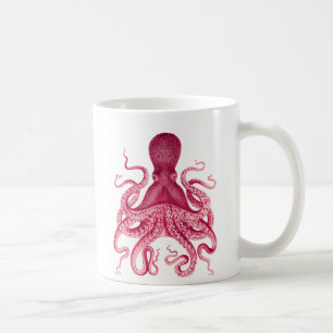 Vintage Girly rosa Kraken-Illustration Kaffeetasse