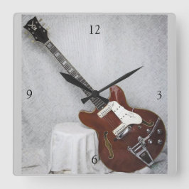 Vintage Gitar Wall Clock Quadratische Wanduhr