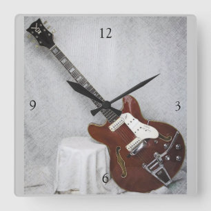 Vintage Gitar Wall Clock Quadratische Wanduhr