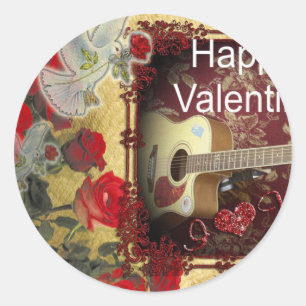 Vintage-Gitarre: Afrikanische Brown Beauty Valenti Runder Aufkleber