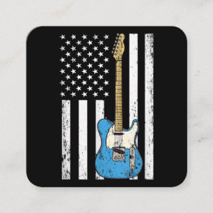 Vintage-Gitarre amerikanische US-Flagge Quadratische Visitenkarte