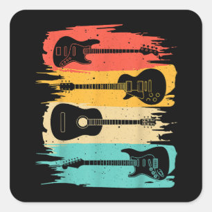 Vintage-Gitarre Geschenk für Männer Frauen Musikba Quadratischer Aufkleber