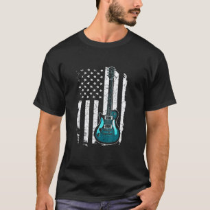 Vintage Gitarre Gitarrist US Amerikanische Flagge T-Shirt