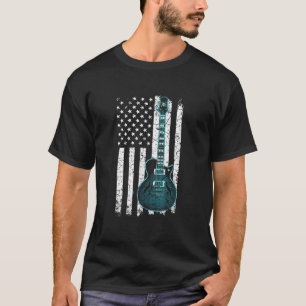 Vintage-Gitarre Gitarrist US-amerikanische Flagge T-Shirt