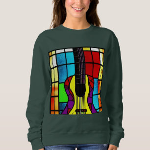 Vintage Gitarre in Buntglas Sweatshirt