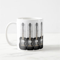 Vintage Gitarre mit Blatt-Musik - Tasse
