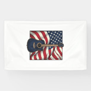 Vintage-Gitarre Patriotische Flagge Vektor-Shirt-D Banner