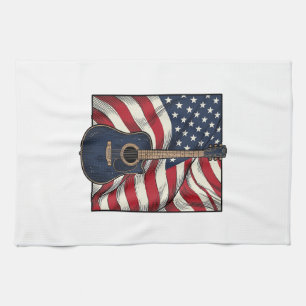 Vintage-Gitarre Patriotische Flagge Vektor-Shirt-D Geschirrtuch
