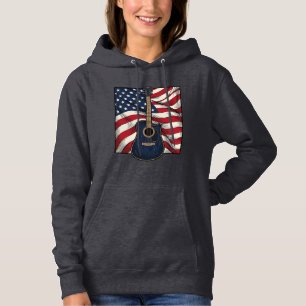 Vintage-Gitarre Patriotische Flagge Vektor-Shirt-D Hoodie