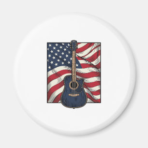 Vintage-Gitarre Patriotische Flagge Vektor-Shirt-D Magnet