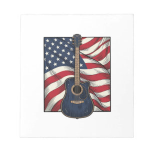 Vintage-Gitarre Patriotische Flagge Vektor-Shirt-D Notizblock