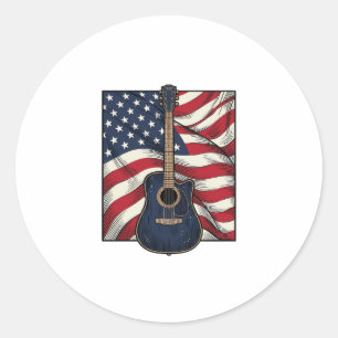 Vintage-Gitarre Patriotische Flagge Vektor-Shirt-D Runder Aufkleber