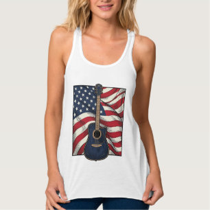 Vintage-Gitarre Patriotische Flagge Vektor-Shirt-D Tank Top