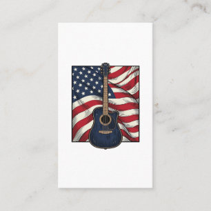 Vintage-Gitarre Patriotische Flagge Vektor-Shirt-D Visitenkarte
