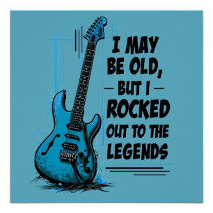 Vintage Gitarre Retro Rock Legende Nostalgische Mu Poster