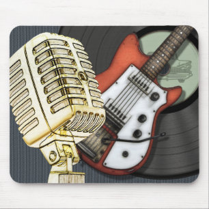 Vintage Gitarre und Mikrofon Design Mousepad