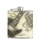 Vintage Gitarre und Mikrofon Flachmann (Vorderseite)