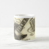 Vintage Gitarre und Mikrofon Kaffeetasse (Mittel)