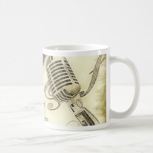Vintage Gitarre und Mikrofon Kaffeetasse (Rechts)