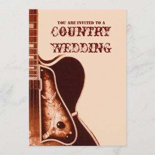 vintage Gitarre Western Country Hochzeits Einladun Einladung