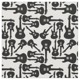 Vintage Gitarren Black & White Music Theme Stoff