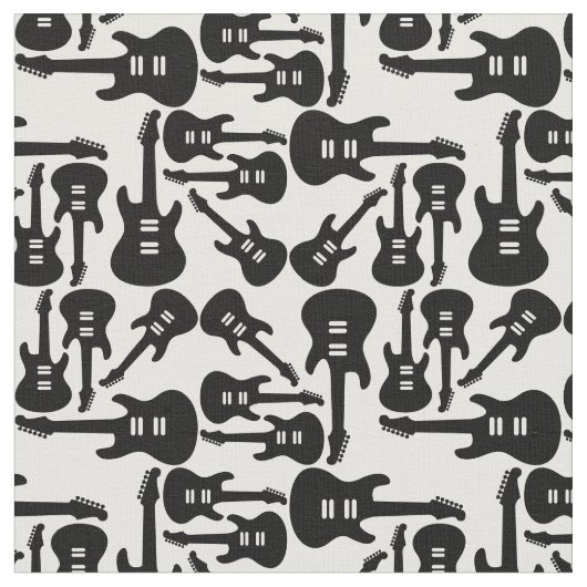 Vintage Gitarren Black & White Music Theme Stoff (Nahaufnahme)